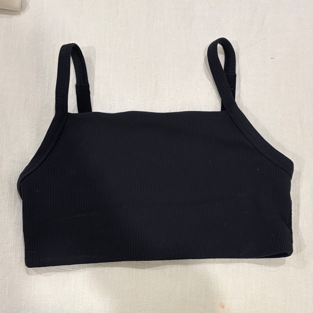 Aerie Black Ribbed Sports Bra